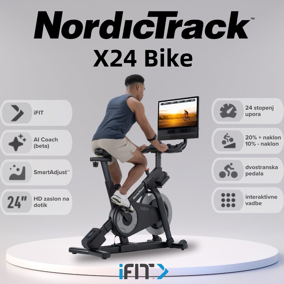 NordicTrack X24 Bike | Pametni sobni bicikl s nagibom +20% / −10% i 24″ zaslonom