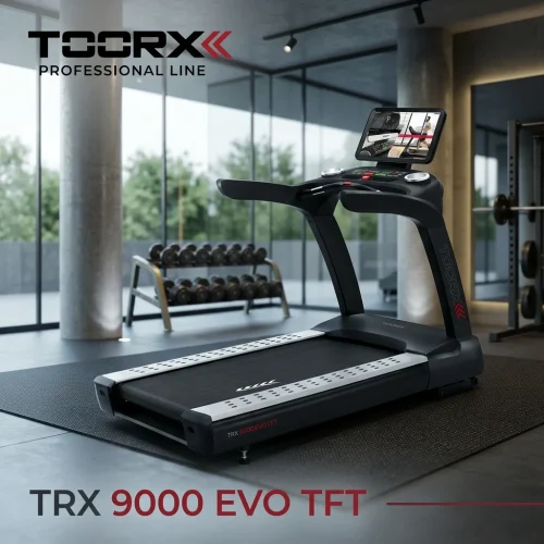 Toorx TRX-9000 EVO TFT | Profesionalna traka za trčanje s 21,5" HD zaslonom osjetljivim na dodir | AC motor 6/8 HP | Netflix, YouTube, Zwift