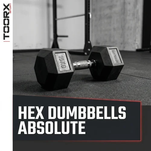 Toorx Hex Dumbbells Absolute | 1–50 kg, gumirane glave, čelična ručka | Maksimalna kontrola i snaga