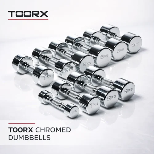 Toorx Chromed Dumbbells | 1–10 kg, kromirana površina, ergonomski hvat | Trenirajte s stilom i snagom