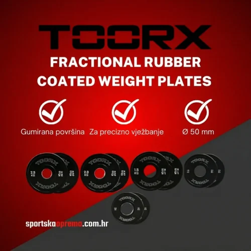 Toorx Fractional Rubber Coated Weight Plates | 0.5–2.5 kg, mali utežni diskovi za progresiju | Precizno povećanje snage