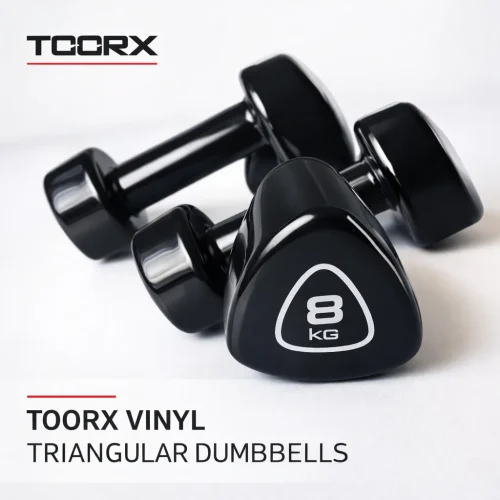 Toorx Vinyl Triangular Dumbbells | 1–10 kg, vinilna prevlaka, trokutasti oblik | Trenirajte stabilno svaki dan