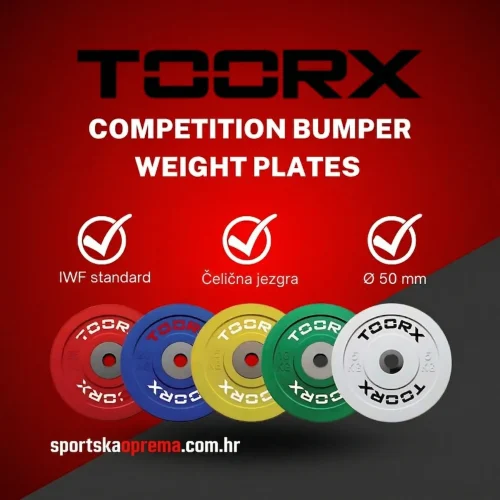 Toorx Competition Bumper Weight Plates | 5–25 kg, IWF boje, olimpijski 50 mm | Trenirajte kao profesionalac