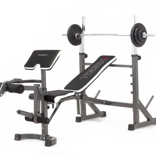 TOORX WBX-90 klupa s nosačima za šipku | arm curl, leg extension, sklopiva konstrukcija | Profesionalni trening snage kod kuće