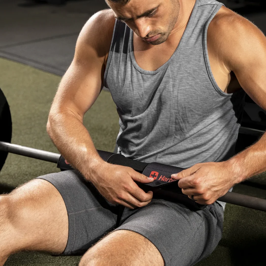 Harbinger Hip Thrust Bar Pad podloga za hip thrust | 44 × 10 × 10 cm · čičak traka · za dvije vrste šipki | Više udobnosti pri svakom ponavljanju - Slika 3